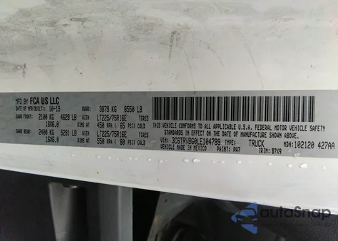 2020 Ram Promaster 1500 High Roof 136 Wb from USA, damaged, VIN 3C6TRVBG0LE104789